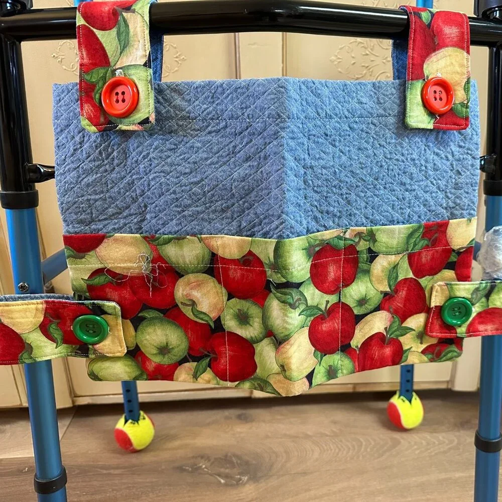New Walker, Rollater Stroller Tote Bag Caddy w/large top & side buttons Homemade